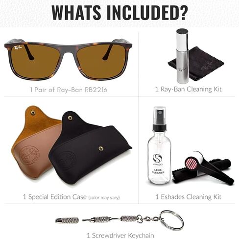 Ray-Ban RB2216 مستطيل الشكل الشمسي مع حزمة مجموعة النظارات الرسمية in Kuwait