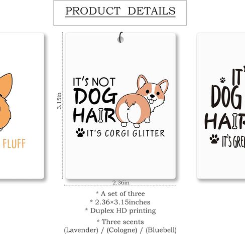 Mancheng-zi Funny Corgi Dog Car Air Freshener 3Pcs, Corgi Gifts for Lover Women Air Freshener Hanging for Cars Closet Drawer or Books, Cute Dog Car Accessories Mirror Decor for Women in Kuwait