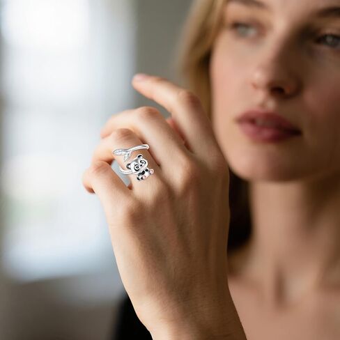 Feather Ring 925 Sterling Silver Turquoise Ring Adjustable Open Ring Jewelry Gifts for Women in Kuwait