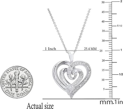مجموعة Romazzlingrock 0.20 قيراط (CTW) جولة وعلاج الفاجهة البيضاء الماس White Women Double Heart Pendant 1/5 CT ، STERLING SILVER in Saudi Arabia