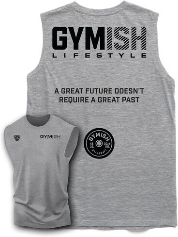 Gymish Lifestyle Great Future Back Graphic Fitness Tank, Sleeveless Bodybuilding Athletic Tank Top in Saudi Arabia