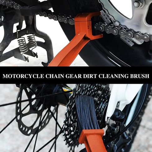 Motorcycle Chain Brush, Chain Cleaner, Bike Chain Cleaning Brush with Double-Ended Brushes, Motor and Bicycle Chain Gears Maintenance Cleaning Tool for Motorcycle Chain (Black) in Saudi Arabia