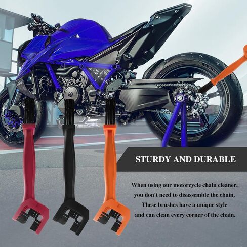 Motorcycle Chain Brush, Chain Cleaner, Bike Chain Cleaning Brush with Double-Ended Brushes, Motor and Bicycle Chain Gears Maintenance Cleaning Tool for Motorcycle Chain (Black) in Saudi Arabia