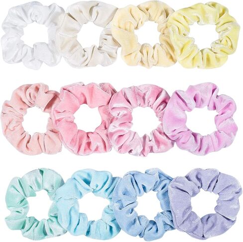 صراخ الشعر الباستيل الصخور مرنة scrunchy bobbles مخملية العصابات بوهو الشعر الناعم ملحقات الشعر للبنات (12 لونا) in Saudi Arabia