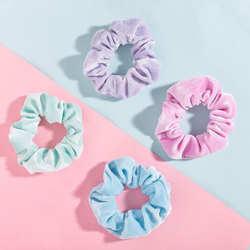 صراخ الشعر الباستيل الصخور مرنة scrunchy bobbles مخملية العصابات بوهو الشعر الناعم ملحقات الشعر للبنات (12 لونا) in Saudi Arabia