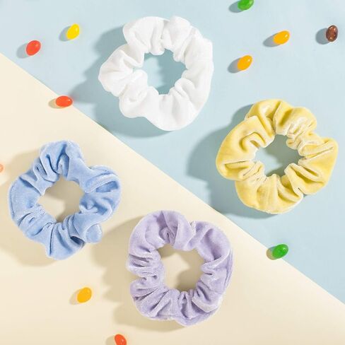 صراخ الشعر الباستيل الصخور مرنة scrunchy bobbles مخملية العصابات بوهو الشعر الناعم ملحقات الشعر للبنات (12 لونا) in Saudi Arabia