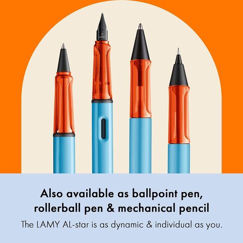 Lamy al -Star Aquatic - قلم نافورة مع قبضة مريحة ورسالة فولاذية مصقولة في حجم EF - جسم الألومنيوم خفيف الوزن - بما في ذلك خرطوشة Lamy T 10 الأزرق - اليد اليمنى in Saudi Arabia