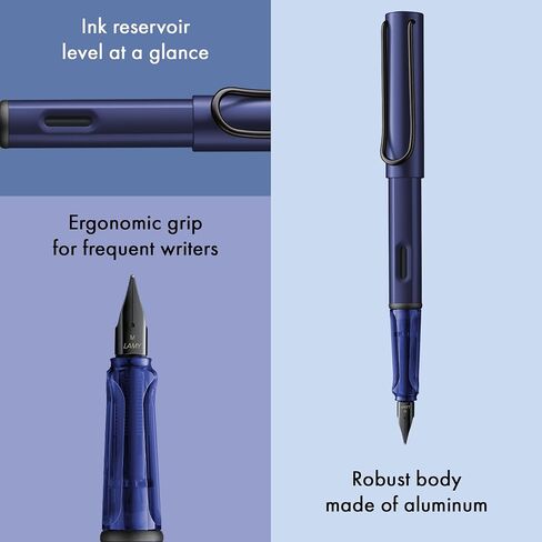 Lamy al -Star Aquatic - قلم نافورة مع قبضة مريحة ورسالة فولاذية مصقولة في حجم EF - جسم الألومنيوم خفيف الوزن - بما في ذلك خرطوشة Lamy T 10 الأزرق - اليد اليمنى in Kuwait