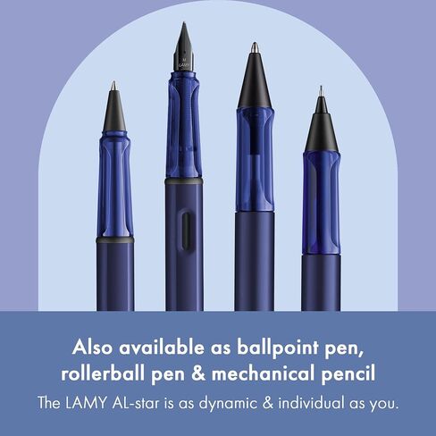 Lamy al -Star Aquatic - قلم نافورة مع قبضة مريحة ورسالة فولاذية مصقولة في حجم EF - جسم الألومنيوم خفيف الوزن - بما في ذلك خرطوشة Lamy T 10 الأزرق - اليد اليمنى in Kuwait