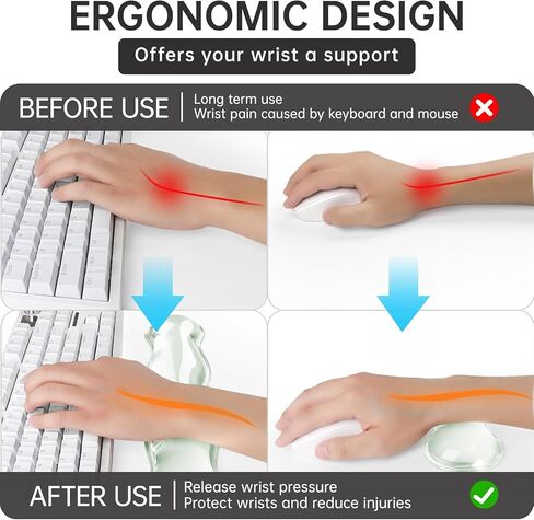 Mouse Pad with Wrist Rest, Soft Cloud Gel Keyboard Mouse Pad Set with Hand Wrist Support, Cute Non Slip Office Desk Accessories for Comfort/Pain Relief/PC Gaming/Computer/Laptop, Clear in Saudi Arabia