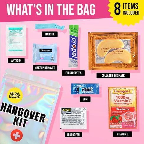 12 Pre-Filled Hangover Kit Bags - Bachelorette Hangover Kit - Bridesmaid Gifts, Bachelorette Party Favors, & More - Hangover Recovery Kit - Hangover Kit Supplies in Saudi Arabia