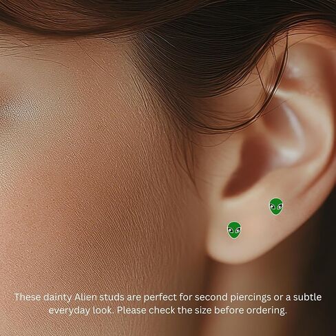 Alien .925 Sterling Silver Very Tiny Stud Earrings (Hypoallergenic) in Kuwait