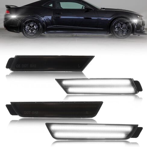 LED Side Marker Lights عدسة واضحة لـ Chevy Camaro 2010 2011 2012 2013 2014 ، 5th Gen Camaro Blue Front Bumper Fender Marker Lamps ، أضواء عاكسات العلامات الجانبية ، 4 PCS in Kuwait