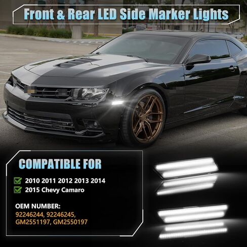 LED Side Marker Lights عدسة واضحة لـ Chevy Camaro 2010 2011 2012 2013 2014 ، 5th Gen Camaro Blue Front Bumper Fender Marker Lamps ، أضواء عاكسات العلامات الجانبية ، 4 PCS in Kuwait