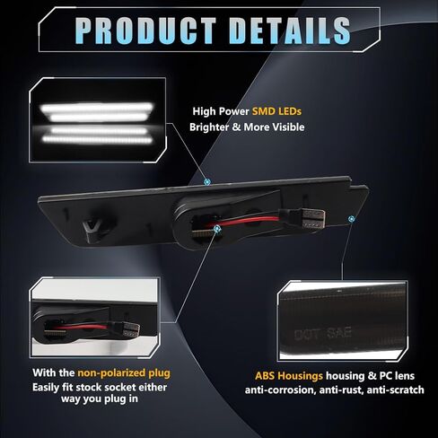 LED Side Marker Lights عدسة واضحة لـ Chevy Camaro 2010 2011 2012 2013 2014 ، 5th Gen Camaro Blue Front Bumper Fender Marker Lamps ، أضواء عاكسات العلامات الجانبية ، 4 PCS in Kuwait