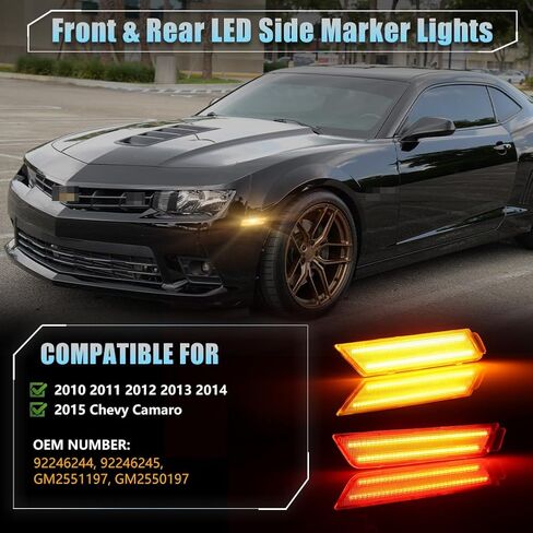LED Side Marker Lights عدسة واضحة لـ Chevy Camaro 2010 2011 2012 2013 2014 ، 5th Gen Camaro Blue Front Bumper Fender Marker Lamps ، أضواء عاكسات العلامات الجانبية ، 4 PCS in Kuwait