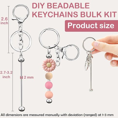20 PCS Keychain Make Kit ، DIY Diy Beadchains Bulk Kit ، Ceychain Making Supplies for Praints ، Jewelry ، Charms ، DIY ، تصميم مفاتيح متسلسل فارغة للنساء ، GOLD ROED in Kuwait