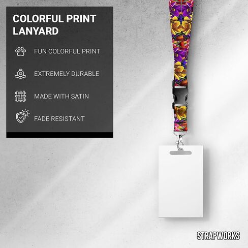 PRINT LANYARD - قلادة ساتان مفاتيح مع مشبك الإصدار الجانبي والمفاجئ ، حامل شارة الهوية - 1 بوصة ، الكون in Kuwait