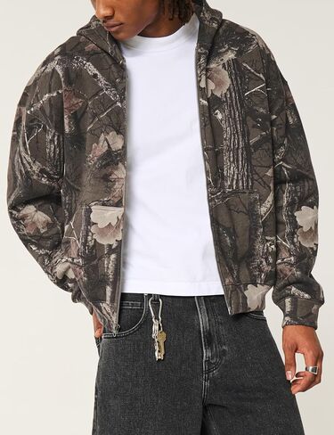 Camo Zip Up Hoodie for Women Men Oversized Maple Leaf Print Fleece Jacket Camouflage Long Sleeve Hooded Sweatshirt in Kuwait