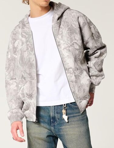 Camo Zip Up Hoodie for Women Men Oversized Maple Leaf Print Fleece Jacket Camouflage Long Sleeve Hooded Sweatshirt in Kuwait