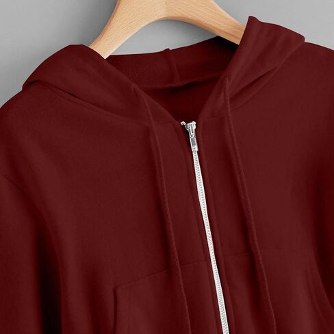 Cropped Hoodie for Women Zip Up Crop Sweatshirt Casual Long Sleeve Jacket Cute Y2K Lightweight Hooded Sweatshirts in Saudi Arabia