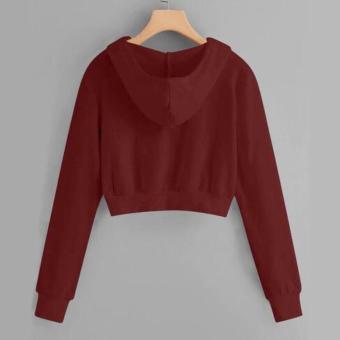 Cropped Hoodie for Women Zip Up Crop Sweatshirt Casual Long Sleeve Jacket Cute Y2K Lightweight Hooded Sweatshirts in Saudi Arabia