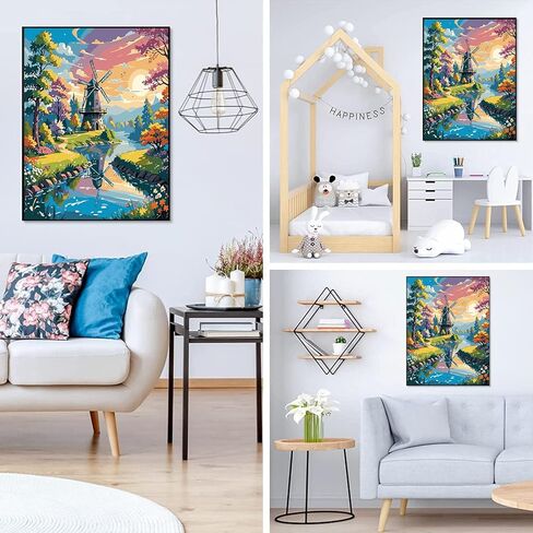 طلاء Zythron بواسطة مجموعات الأرقام للبالغين ، والطلاء حسب العدد المناظر الطبيعية للمبتدئين للبالغين ، وملف غروب الشمس مع الطلاء الأكريلي in Kuwait