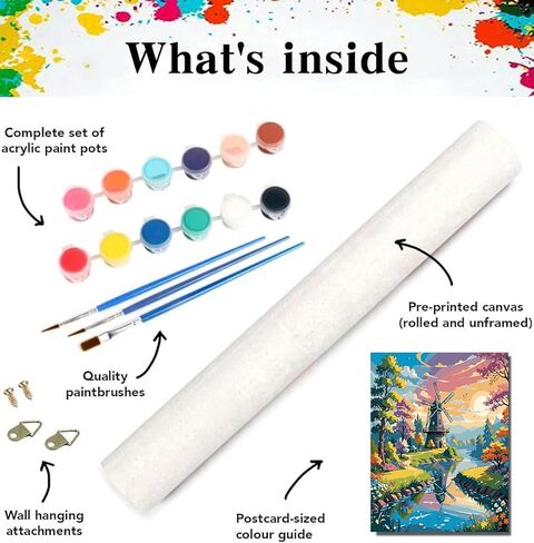 طلاء Zythron بواسطة مجموعات الأرقام للبالغين ، والطلاء حسب العدد المناظر الطبيعية للمبتدئين للبالغين ، وملف غروب الشمس مع الطلاء الأكريلي in Kuwait