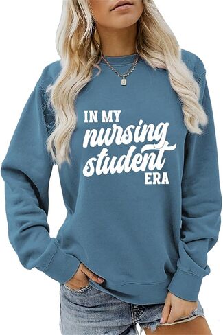 في عصر طالب التمريض الخاص بي عصر النوعية للنساء ممرضة قميص الرسوم البيانية Crewneck Tops Tops School School Scheter Sweater in Kuwait