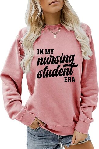 في عصر طالب التمريض الخاص بي عصر النوعية للنساء ممرضة قميص الرسوم البيانية Crewneck Tops Tops School School Scheter Sweater in Kuwait