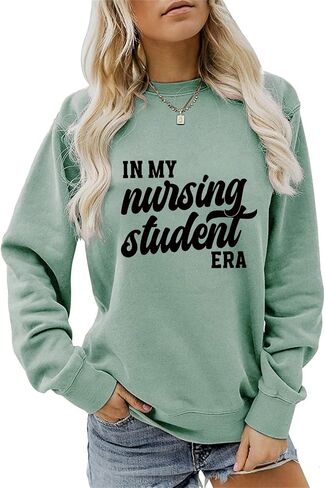 في عصر طالب التمريض الخاص بي عصر النوعية للنساء ممرضة قميص الرسوم البيانية Crewneck Tops Tops School School Scheter Sweater in Kuwait