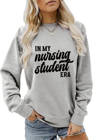 في عصر طالب التمريض الخاص بي عصر النوعية للنساء ممرضة قميص الرسوم البيانية Crewneck Tops Tops School School Scheter Sweater in Kuwait