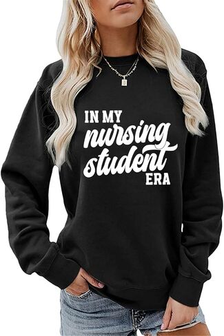 في عصر طالب التمريض الخاص بي عصر النوعية للنساء ممرضة قميص الرسوم البيانية Crewneck Tops Tops School School Scheter Sweater in Kuwait