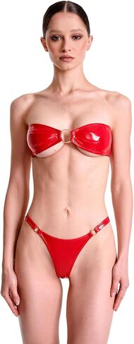 Fuax Patent Leather Bandeau Metallic Strapless Bralette Sparkly PVC Tube Crop Top in Kuwait