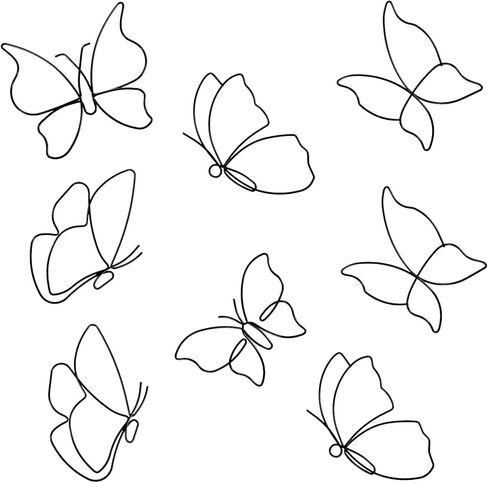 Meyeyaia 8pcs ديكور جدار الفراشة المعدنية ، فن الجدار الفراشة الأسود ، الأسلاك الزهور الشارات ديكور مع فيلم الأظافر للمطبخ حفلة عيد ميلاد داخلي وخارجي ، 6 أنماط in Saudi Arabia