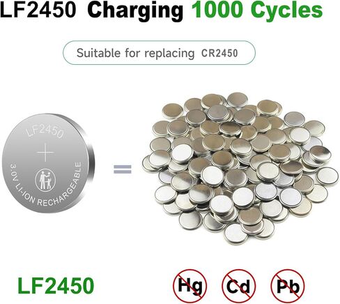 2450 بطاريات قابلة للشحن 3V استبدال CR2450 DL2450 بطارية عملة ليثيوم (4 عبوات) in Saudi Arabia