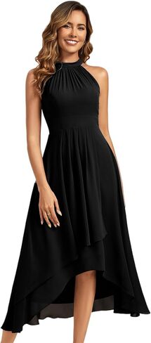 Ever-Pretty Women's Elegant Halter A-Line Pleated Chiffon Hi-Lo Wedding Guest Dresses 31927 in Saudi Arabia