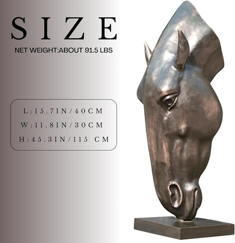 Still Water Horse Head Bronze Sculpture 45.3" – Inspired by Nic Fiddian-Green’s Iconic Work,Unique Art Piece for Collection, Decor, or Gift(Brown) in Kuwait