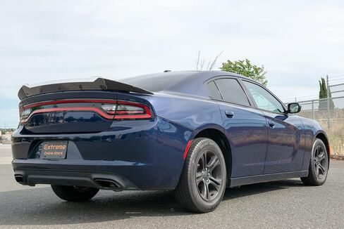 Replacement for 2015-Present Dodge Charger | SRT8 Hellcat Extended Style Rear Trunk Lip Wing with Wickerbill Spoiler (ABS Plastic - Painted Glossy Black) in Saudi Arabia