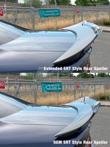 Replacement for 2015-Present Dodge Charger | SRT8 Hellcat Extended Style Rear Trunk Lip Wing with Wickerbill Spoiler (ABS Plastic - Painted Glossy Black) in Saudi Arabia