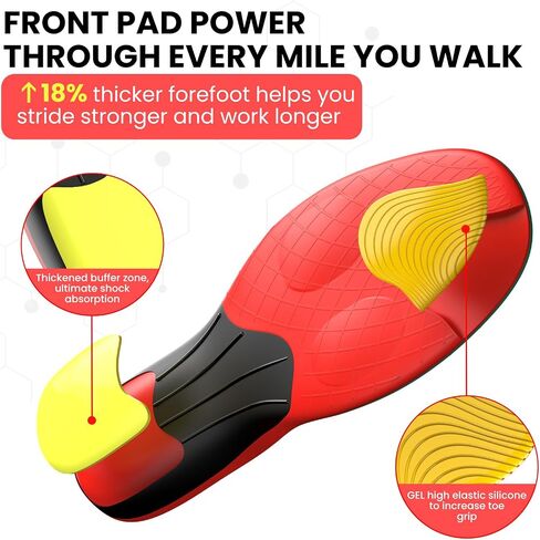 Welnove Running Insoles for Men - Anti-Fatigue Inserts with Triple Shock Absorption, Achilles Tendinitis Insoles with Heel Cushion, Toe Pain Relief Insert (FSA/HSA Eligible) - M in Saudi Arabia