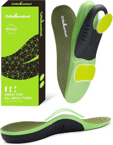 OrthoComfoot High Arch Support Insoles for Women & Men – Orthotic Inserts for Plantar Fasciitis, Flat Feet, Heel Pain Relief, Comfortable Arch Shoe Soles for Standing All-Day, Size 8 Men/10 Women in Saudi Arabia