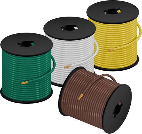 OTOMO 4 Rolls 100FT 14 Gauge CCA Trailer RV Automotive Primary Wire Spool Single Conductor SAE J1128 Electrical Hookup Wiring for Low Volts Towing Trailer RV Camper - Brown/Yellow/Green/White in Kuwait