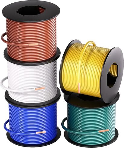 OTOMO 4 Rolls 100FT 14 Gauge CCA Trailer RV Automotive Primary Wire Spool Single Conductor SAE J1128 Electrical Hookup Wiring for Low Volts Towing Trailer RV Camper - Brown/Yellow/Green/White in Kuwait