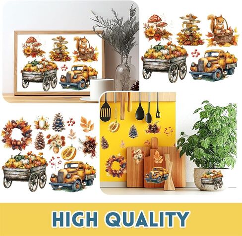 3 أوراق عيد الشكر فرك على عمليات نقل الحرف العتيقة الخريف فرك على شارات شارات عيد الشكر عباد الشمس اليقطين جنوم in Kuwait