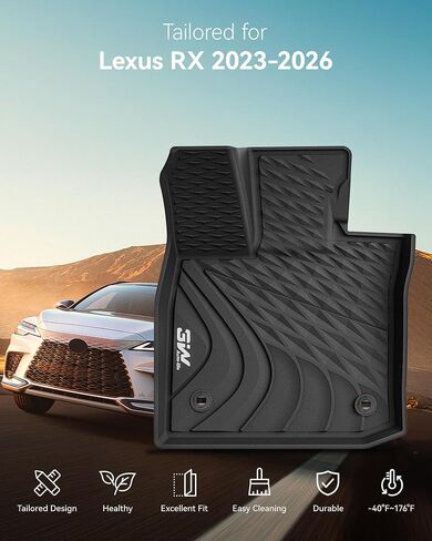 3W Floor Mats for Lexus GX460 2014-2023 (only for 7 seat),TPE All Weather Custom Fit Floor Liner 1st,2nd&3rd Rows Car Mats, Black in Kuwait