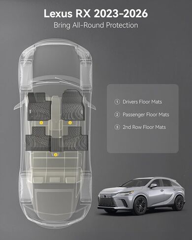 3W Floor Mats for Lexus GX460 2014-2023 (only for 7 seat),TPE All Weather Custom Fit Floor Liner 1st,2nd&3rd Rows Car Mats, Black in Kuwait