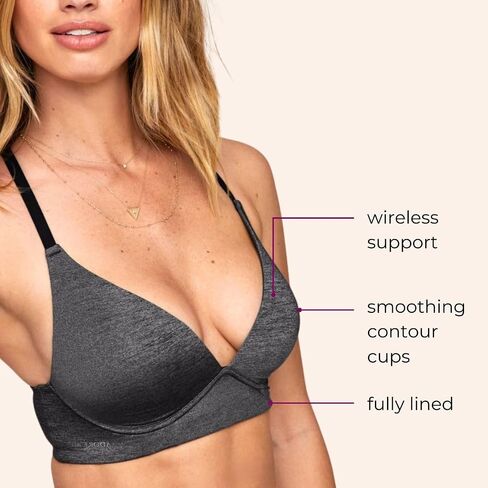 Adore Me Helynn Contour Racerback - 30A-38DD Wireless Plunge Bra for Women with Adjustable Straps, Pull On Women's Bra in Saudi Arabia