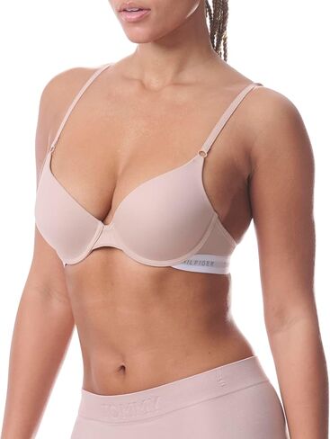 Tommy Hilfiger Womens Micro Push-Up Bra with Underwire and Lace Trim 2-Pack, TH Letters/Balanced Beige, 34B in Saudi Arabia