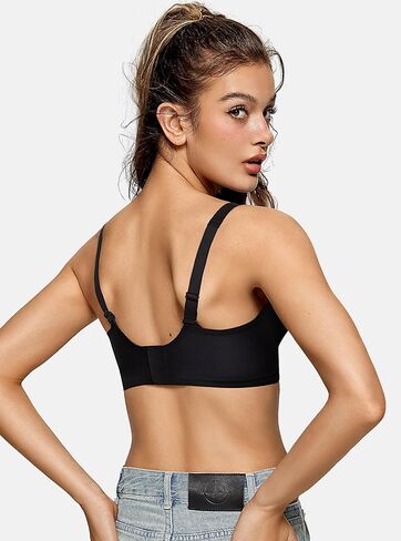 Oeak Womens Deep v Bras Wireless Black Bralettes للنساء مع دعم عارية XXL in Kuwait